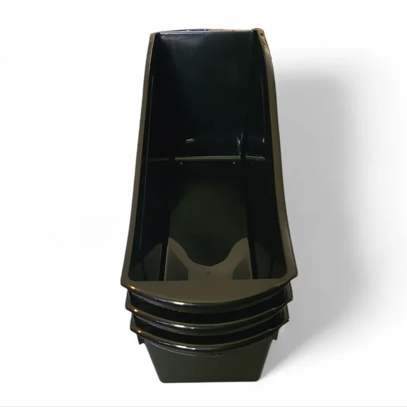 Storex 3 Pack Large Book Bins Heavy Duty Black Plastic Stackable & Linkable - Picture 4 of 13